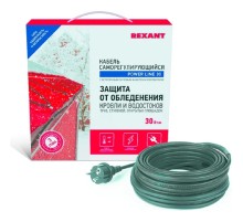 Rexant (51-0658) Кабель греющий саморегулирующийся на трубу (для обогрева труб, водостоков и кровли) POWER Line 30SRL-2CR (15м/450Вт)