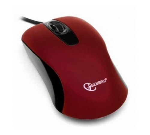 Мышь Gembird MOP-400-R, USB, красн, бесшум клик, 3кн, 1000DPI, soft-touch, каб 1.45м, блистер  {100}