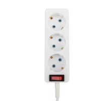 PROconnect (11-7205) Удлинитель 3 гнезда, 1,5м, 3х0,75мм?, с/з, с кнопкой, белый