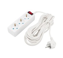 PROconnect (11-7207) Удлинитель 3 гнезда, 10м, 3х0,75мм?, с/з, с кнопкой, белый