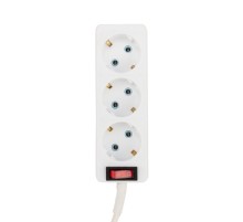 PROconnect (11-7210) Удлинитель 3 гнезда, 3м, 3х0,75мм?, с/з, с кнопкой, белый