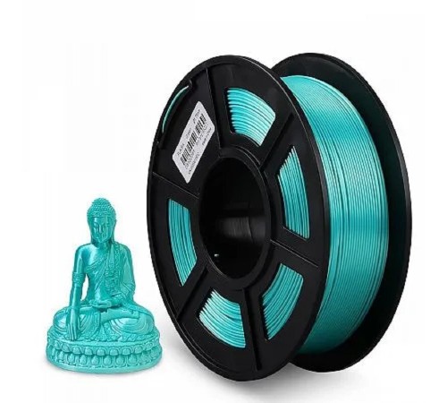 Филамент NVPRINT Silk PLA+ Green для 3D печати диаметр 1.75мм  длина 330 метров  масса 1 кг