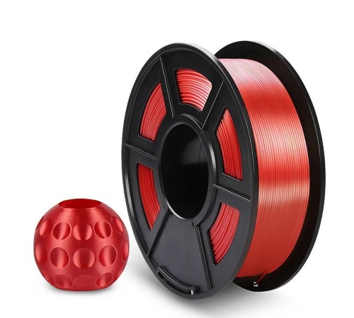 Филамент NVPRINT Silk PLA+ Red для 3D печати диаметр 1.75мм  длина 330 метров  масса 1 кг