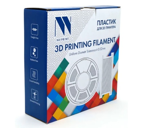 Филамент NVPRINT Silk PLA+ Silver для 3D печати диаметр 1.75мм  длина 330 метров  масса 1 кг