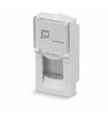 Rexant (03-0160) Вставка Mosaic 22,5x45, на 1 порт с прозрачной шторкой и увеличенным окном маркировки, белая