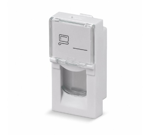 Rexant (03-0160) Вставка Mosaic 22,5x45, на 1 порт с прозрачной шторкой и увеличенным окном маркировки, белая