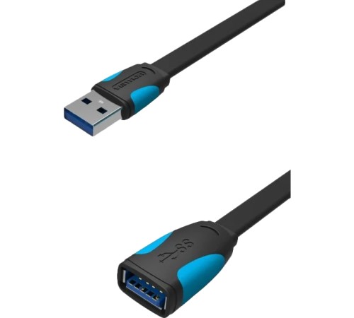 Кабель-удлинитель Vention USB 3.0 AM/AF - 0.5м плоский Кабель-удлинитель Vention USB 3.0 AM/AF - 0.5 м (VAS-A13-B050)