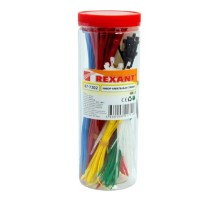 Rexant (07-7202) Набор стяжек нейлоновых 100, 200 мм, цветные, НХ-2, тубус 300 шт.