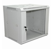 Rexant (04-2220) Шкаф настенный 19" 6U 600х600х370мм (ШхГхВ) - передняя дверь стекло, боковые стенки съемные (разобранный), RAL 7035 PRO
