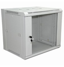Rexant (04-2220) Шкаф настенный 19" 6U 600х600х370мм (ШхГхВ) - передняя дверь стекло, боковые стенки съемные (разобранный), RAL 7035 PRO