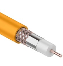 REXANT (01-2654) Кабель коаксиальный RG-6U+Cu нг(А)-HF, Cu/Al/Cu, 64%, 75 Ом, бухта 100 м, оранжевый