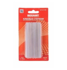 REXANT (09-1060) Клеевые стержни d=7,4 мм, L=100 мм, прозрачные, светящиеся (упак. 12 шт.) (блистер)