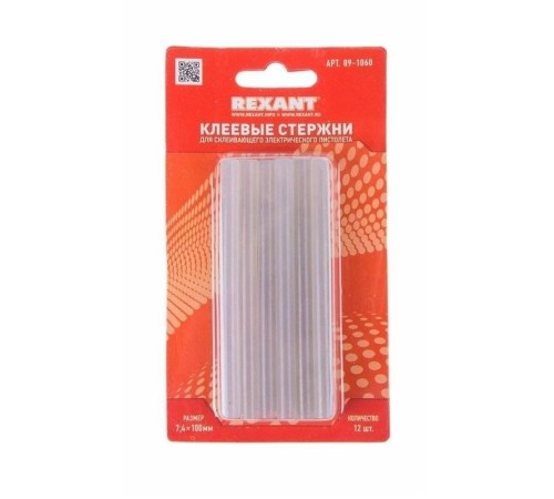 REXANT (09-1060) Клеевые стержни d=7,4 мм, L=100 мм, прозрачные, светящиеся (упак. 12 шт.) (блистер) REXANT (09-1060) Клеевые стержни d=7,4 мм, L=100 мм, прозрачные, светящиеся (упак. 12 шт.) (блистер)