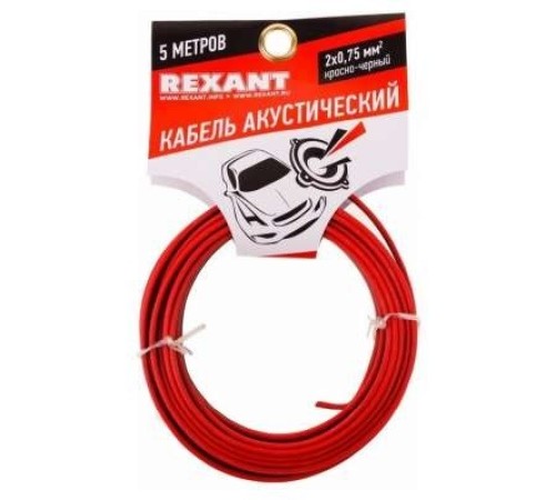 Rexant 01-6104-3-05 Кабель акустический, ШВПМ 2х0.75 мм2, красно-черный, 5 м. бухта (5 шт в уп) Rexant 01-6104-3-05 Кабель акустический, ШВПМ 2х0.75 мм2, красно-черный, 5 м. бухта (5 шт в уп)