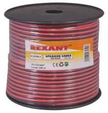 Rexant 01-6106-3 Кабель акустический, 2х1.50 мм2, красно-черный, 100 м.