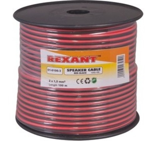 Rexant 01-6106-3 Кабель акустический, 2х1.50 мм2, красно-черный, 100 м. Rexant 01-6106-3 Кабель акустический, 2х1.50 мм2, красно-черный, 100 м.