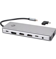 Адаптер TypeC -->(2HDMI+DP)4K*60Hz+3USB3.0+TC+USB2.0+RJ45+SD+TF+PD+audio+TCадаптер, VCOM <4706> VCOM Адаптер iOpen USB 3.1 Type-C M/HDMI+USB 2.0 Type-AF+3 x USB 3.0+RJ45+TF+SD+DisplayPort+USB Type-C+mini jack 3.5 (CU4706)