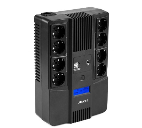 ИБП Бастион SKAT-UPS 800-AID-IN-1x9-8 {Line-interactive, 800/480Вт, LCD-дисплей, USB/ RJ-45, АКБ 1х 9Ач, сверху ЕВРО 4+4, МПТ} (8933) ИБП Бастион SKAT-UPS 800-AID-IN-1x9-8 {Line-interactive, 800/480Вт, LCD-дисплей, USB/ RJ-45, АКБ 1х 9Ач, сверху ЕВРО 4+4, МПТ} (8933)