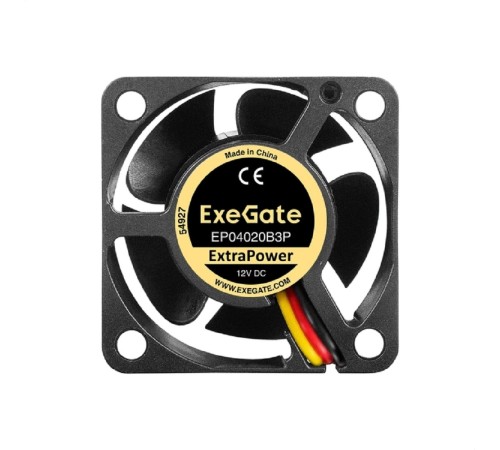Exegate EX297017RUS Вентилятор 12В DC ExeGate ExtraPower EP04020B3P (40x40x20 мм, 2-Ball (двойной шарикоподшипник), 3pin, 7000RPM, 32dBA)