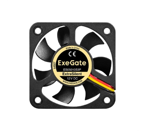 Exegate EX297018RUS Вентилятор 12В DC ExeGate ExtraSilent ES05010S3P (50x50x10 мм, Sleeve bearing (подшипник скольжения), 3pin, 5000RPM, 28dBA)