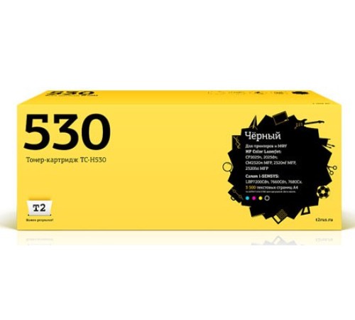 Картридж лазерный T2 CC530A TC-H530 CC530A черный (3500стр.) для HP LJ CM2320fxi/CM2320n/CM2320nf/CP2025dn Canon LBP7200Cdn/7660Cdn/7680Cx