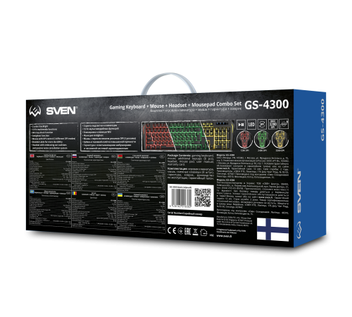 Игровой набор клавиатура+мышь+гарнитура+коврик SVEN GS-4300 (104 кл.+12Fn, 8 смен. кл., 200-4800DPI) Sven SV-018382