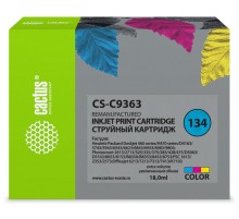 Картридж струйный Cactus CS-C9363 №134 голубой/пурпурный/желтый (18мл) для HP DJ 460series/5740/5743/5793/5940/5943/6540/6543/6620/6623