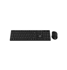 Клавиатура и мышь ABR KW814 черный, интерфейс USB, беспроводной, 2.4G, RU/EN