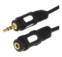 Шнур Стерео 3,5 мм гнездо - Стерео 3,5 мм штекер, длина 5 метров (GOLD) REXANT