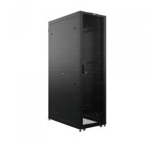 Шкаф напольный серверный NTSS ПРОЦОД DS 42U 600х1070мм, двойные боковые стенки,панель потолка с щеточными вводами, двери перфорированная и перфорированнаядвухстворчатая, без панели пола, регулируемые опоры, ролики, черный RAL 9005
