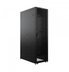 19" Напольный серверный шкаф NTSS DS 48U 800х1200 мм, двойные боковые стенки, панель потолка с 4-я вводами, дверь перфорированная, дверь перфорированная двухстворчатая, регулируемые опоры, ролики, заземление, черный RAL 9005
