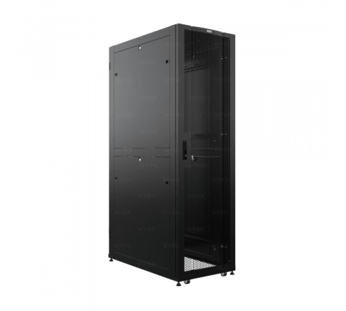19" Напольный серверный шкаф NTSS DS 48U 800х1200 мм, двойные боковые стенки, панель потолка с 4-я вводами, дверь перфорированная, дверь перфорированная двухстворчатая, регулируемые опоры, ролики, заземление, черный RAL 9005