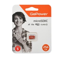 Карта памяти microSD GoPower 256GB Class10 UHS-I (U3) 100 МБ/сек V30 без адаптера GoPower 00-00025684