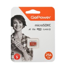 Карта памяти microSD GoPower 256GB Class10 UHS-I (U3) 100 МБ/сек V30 без адаптера GoPower 00-00025684