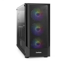Exegate EX295765RUS Корпус Miditower ExeGate EVO-8227 (ATX, без БП, 2*USB+1*USB3.0+HD Audio, черный, 3 вент. с RGB подсветкой, боковая панель - закаленное стекло)