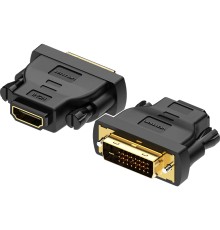 Адаптер-переходник Vention DVI 24+1 M/ HDMI 19F Адаптер-переходник Vention DVI 24+1M/HDMI 19F (ECDB0)