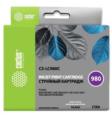 Картридж струйный Cactus CS-LC980C голубой (16мл) для Brother DCP-145C/165C/MFC-250C/290C