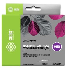 Картридж струйный Cactus CS-LC980M пурпурный (16мл) для Brother DCP-145C/165C/MFC-250C/290C