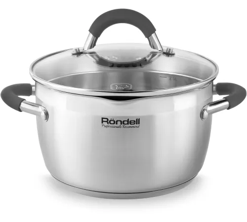 Кастрюля Rondell Flamme RDS-023 2.3л. d=18см (с крышкой) стальной Кастрюля Rondell Flamme RDS-023 2.3л. d=18см (с крышкой) стальной