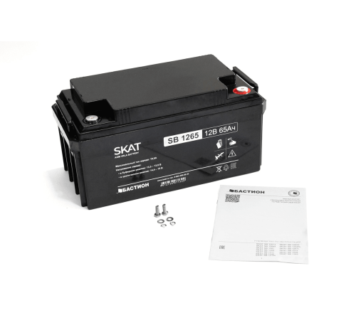 SKAT SB 1265 АКБ свинцово-кислотная тип AGM 12V 65Ач I зар.19,5А (клеммы под болт М6, гарантия - 18 месяцев) (2541)