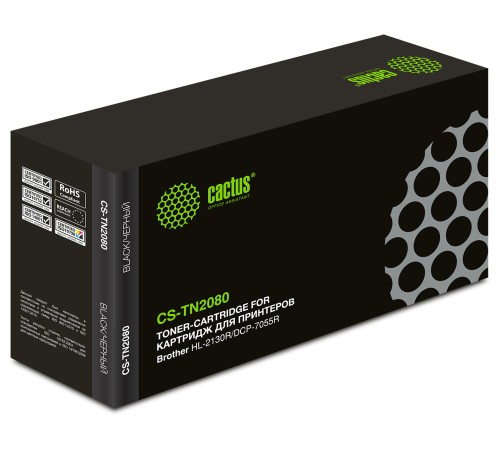 Картридж лазерный Cactus CS-TN2080 TN-2080 черный (700стр.) для Brother HL-2130R/DCP-7055R
