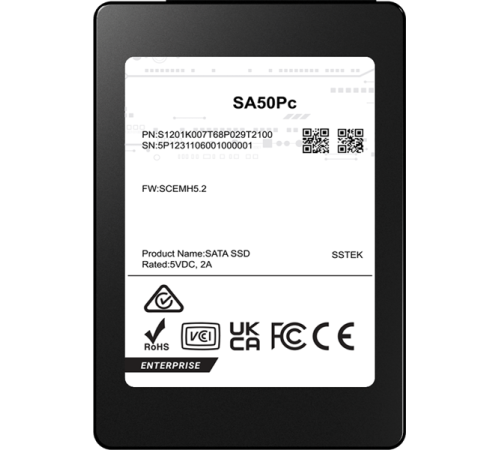 Накопитель SSD PHISON SA50Pc 3840GB SATA 2.5" 3D TLC R530/W500MB/s (98/40 KIOPS) 1DWPD SSD Enterprise Solid State Drive, 1 year, OEM