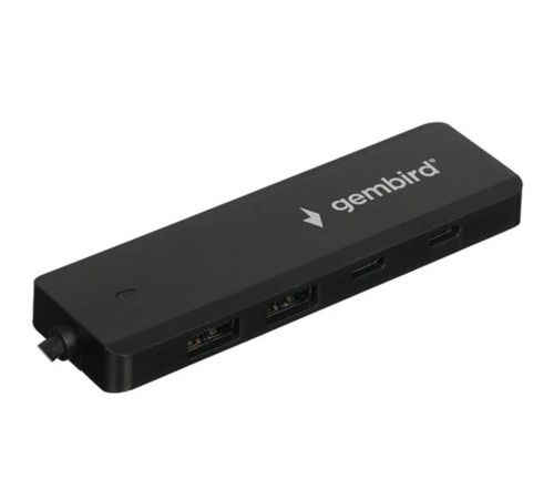 Разветвитель USB3.1 Gembird UHB-C415, 2хUSB, 2хType-C, с доп.питанием (порт Type-C), кабель USB 19см