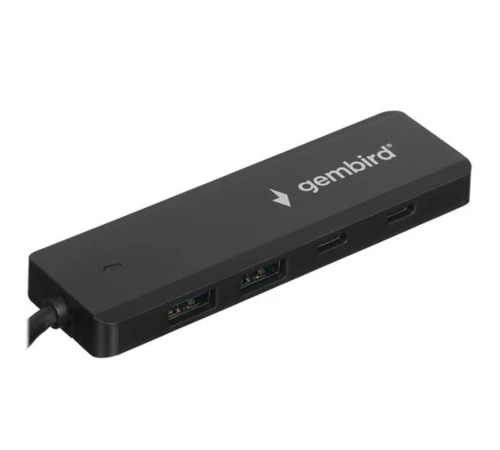 Разветвитель USB3.1 Gembird UHB-C425, 2xUSB, 2xType-C, с доп.питанием (порт Type-C), кабель Type-C 19см
