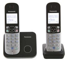 Р/Телефон Dect Panasonic KX-TG6812RU черный (труб. в компл.:2шт) АОН