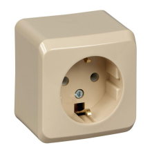 Systeme electric PA16-003K ЭТЮД О/У РОЗЕТКА с заземлением без шторок 16А 250B, КРЕМОВЫЙ, Россия