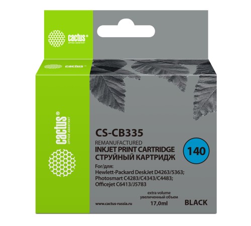 Картридж струйный Cactus CS-CB335 №140 черный (17мл) для HP DJ D4263/D4363
