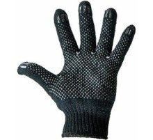 Перчатки полушерстяные с покрытием ПВХ («Зима») черные, 7 нитей, 75-77 г