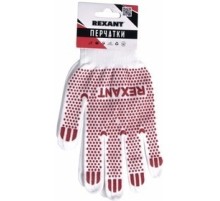 Перчатки х/б белые нейлоновые («Точка» ПВХ) REXANT
