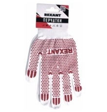 Перчатки х/б белые нейлоновые («Точка» ПВХ) REXANT